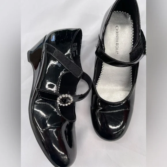 Christie & Jill Little & Big Girls Heart Round Toe Mary Jane Shoes Black, Size 3 - Picture 3 of 8
